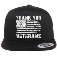 Thank You Veterans American Flag Proud Veteran Flat Bill Trucker Hat