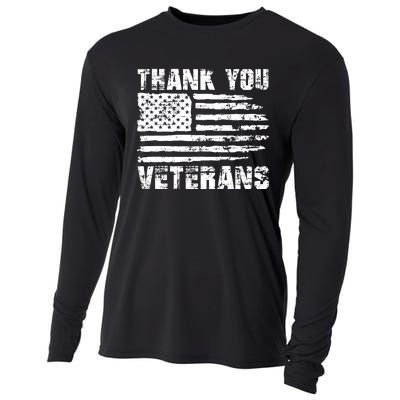 Thank You Veterans American Flag Proud Veteran Cooling Performance Long Sleeve Crew