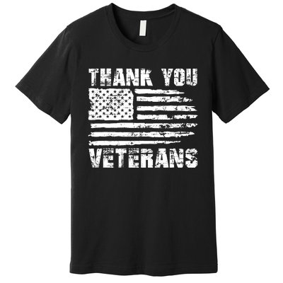 Thank You Veterans American Flag Proud Veteran Premium T-Shirt