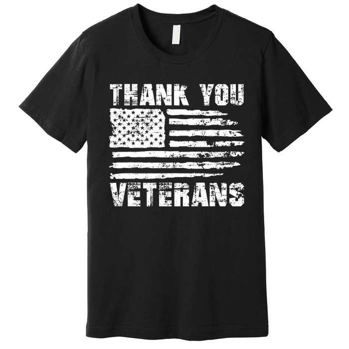 Thank You Veterans American Flag Proud Veteran Premium T-Shirt