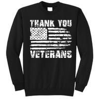 Thank You Veterans American Flag Proud Veteran Tall Sweatshirt