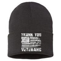 Thank You Veterans American Flag Proud Veteran Sustainable Knit Beanie