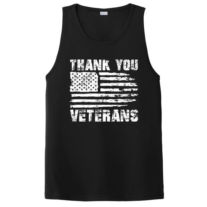 Thank You Veterans American Flag Proud Veteran PosiCharge Competitor Tank