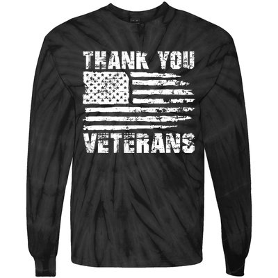 Thank You Veterans American Flag Proud Veteran Tie-Dye Long Sleeve Shirt