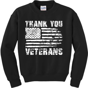 Thank You Veterans American Flag Proud Veteran Kids Sweatshirt