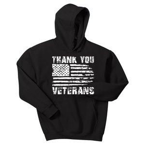 Thank You Veterans American Flag Proud Veteran Kids Hoodie