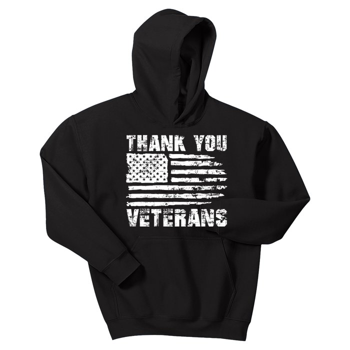 Thank You Veterans American Flag Proud Veteran Kids Hoodie