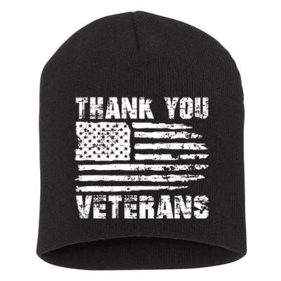 Thank You Veterans American Flag Proud Veteran Short Acrylic Beanie