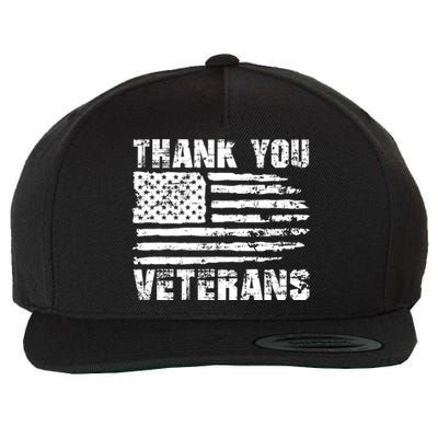 Thank You Veterans American Flag Proud Veteran Wool Snapback Cap