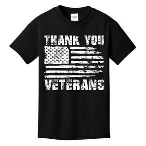 Thank You Veterans American Flag Proud Veteran Kids T-Shirt