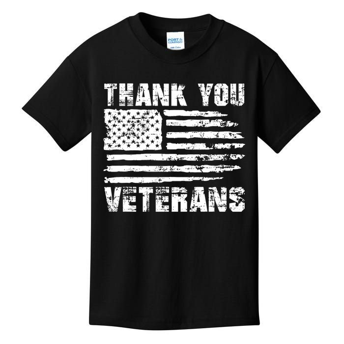 Thank You Veterans American Flag Proud Veteran Kids T-Shirt