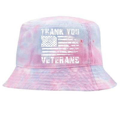 Thank You Veterans American Flag Proud Veteran Tie-Dyed Bucket Hat