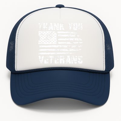 Thank You Veterans American Flag Proud Veteran Trucker Hat