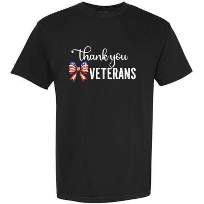 Thank You Veterans Patriotic Coquette Bow Veterans Day 2024 Garment-Dyed Heavyweight T-Shirt