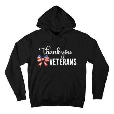 Thank You Veterans Patriotic Coquette Bow Veterans Day 2024 Hoodie