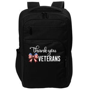 Thank You Veterans Patriotic Coquette Bow Veterans Day 2024 Impact Tech Backpack