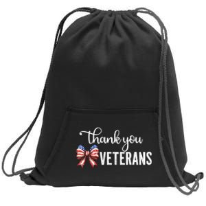 Thank You Veterans Patriotic Coquette Bow Veterans Day 2024 Sweatshirt Cinch Pack Bag