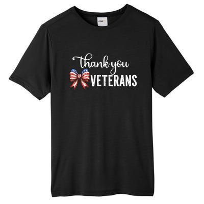 Thank You Veterans Patriotic Coquette Bow Veterans Day 2024 Tall Fusion ChromaSoft Performance T-Shirt