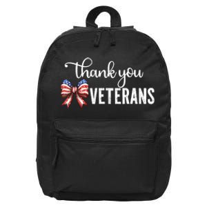 Thank You Veterans Patriotic Coquette Bow Veterans Day 2024 16 in Basic Backpack