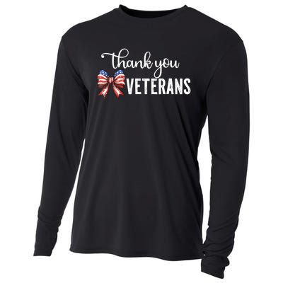 Thank You Veterans Patriotic Coquette Bow Veterans Day 2024 Cooling Performance Long Sleeve Crew