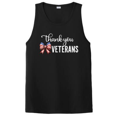 Thank You Veterans Patriotic Coquette Bow Veterans Day 2024 PosiCharge Competitor Tank