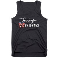 Thank You Veterans Patriotic Coquette Bow Veterans Day 2024 Tank Top