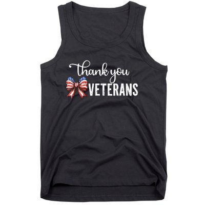 Thank You Veterans Patriotic Coquette Bow Veterans Day 2024 Tank Top