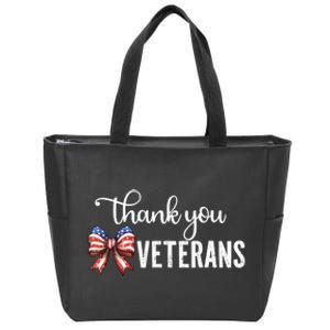 Thank You Veterans Patriotic Coquette Bow Veterans Day 2024 Zip Tote Bag