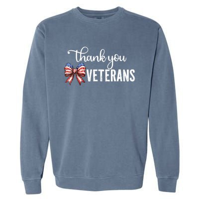 Thank You Veterans Patriotic Coquette Bow Veterans Day 2024 Garment-Dyed Sweatshirt