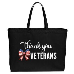 Thank You Veterans Patriotic Coquette Bow Veterans Day 2024 Cotton Canvas Jumbo Tote