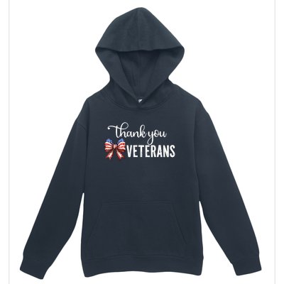 Thank You Veterans Patriotic Coquette Bow Veterans Day 2024 Urban Pullover Hoodie