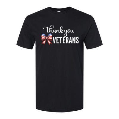 Thank You Veterans Patriotic Coquette Bow Veterans Day 2024 Softstyle CVC T-Shirt