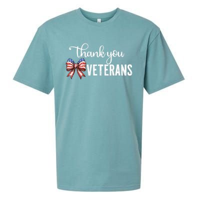 Thank You Veterans Patriotic Coquette Bow Veterans Day 2024 Sueded Cloud Jersey T-Shirt