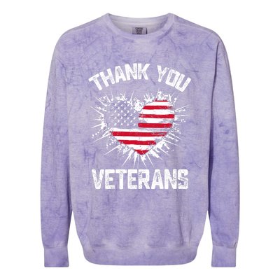 Thank You Veterans American Flag Veterans Day 2024 Colorblast Crewneck Sweatshirt