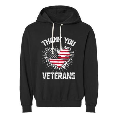 Thank You Veterans American Flag Veterans Day 2024 Garment-Dyed Fleece Hoodie