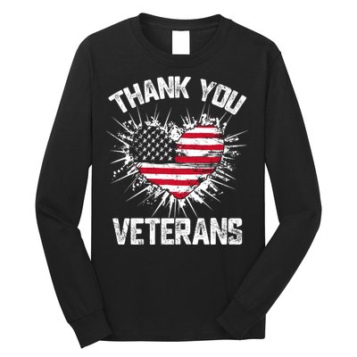 Thank You Veterans American Flag Veterans Day 2024 Long Sleeve Shirt