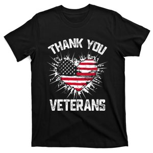 Thank You Veterans American Flag Veterans Day 2024 T-Shirt