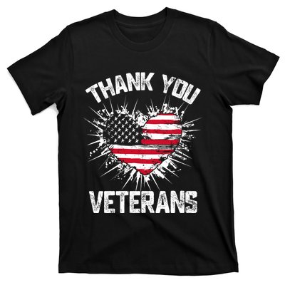 Thank You Veterans American Flag Veterans Day 2024 T-Shirt