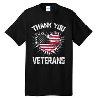 Thank You Veterans American Flag Veterans Day 2024 Tall T-Shirt