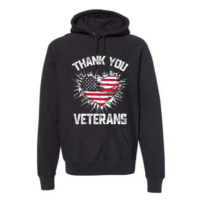 Thank You Veterans American Flag Veterans Day 2024 Premium Hoodie