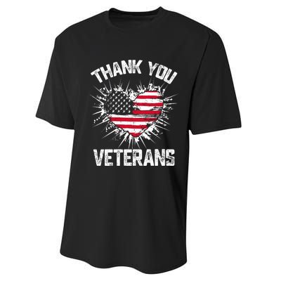 Thank You Veterans American Flag Veterans Day 2024 Performance Sprint T-Shirt