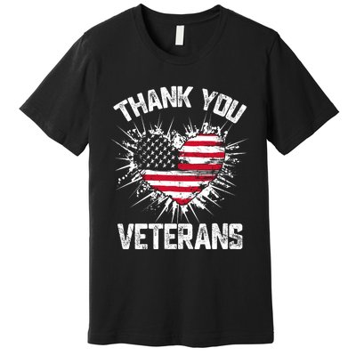 Thank You Veterans American Flag Veterans Day 2024 Premium T-Shirt