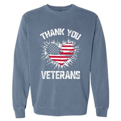 Thank You Veterans American Flag Veterans Day 2024 Garment-Dyed Sweatshirt