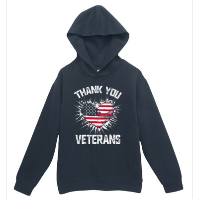 Thank You Veterans American Flag Veterans Day 2024 Urban Pullover Hoodie