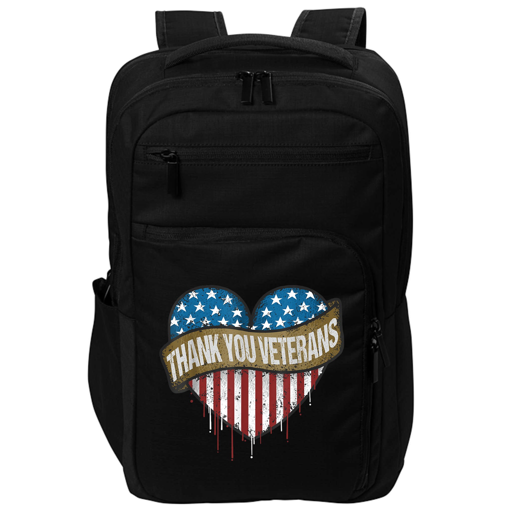 Thank You Veterans Day American Flag Heart Military Army Impact Tech Backpack