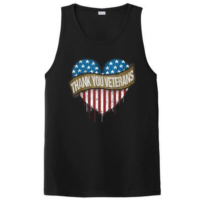 Thank You Veterans Day American Flag Heart Military Army PosiCharge Competitor Tank