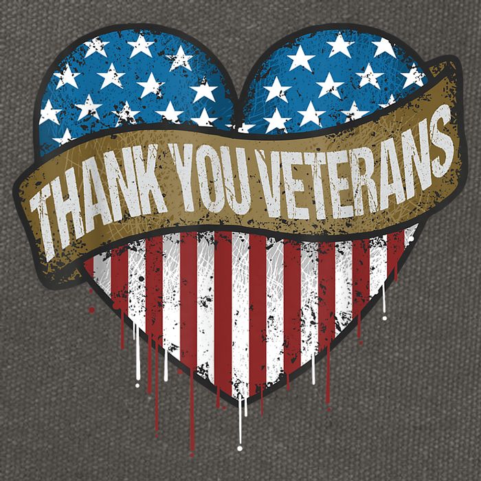 Thank You Veterans Day American Flag Heart Military Army Cotton Canvas Backpack