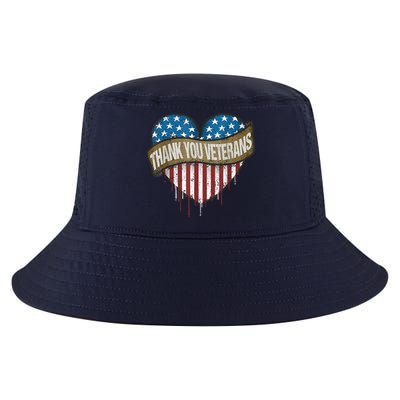 Thank You Veterans Day American Flag Heart Military Army Cool Comfort Performance Bucket Hat