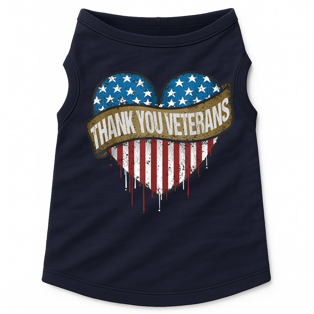 Thank You Veterans Day American Flag Heart Military Army Doggie Tank