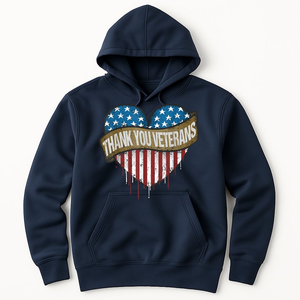 Thank You Veterans Day American Flag Heart Military Army Hoodie